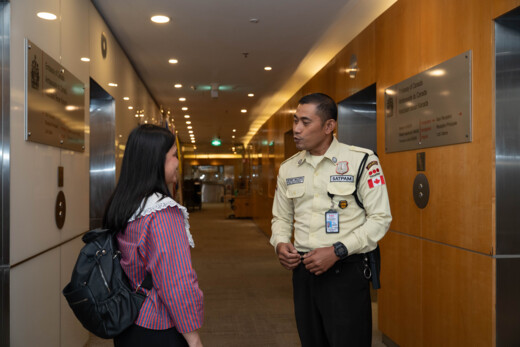 Security guards from Securitas inspecting a shopping center 