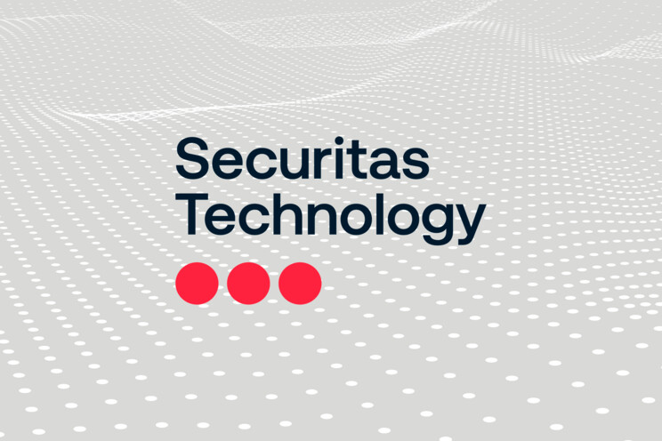 Securitas Technology logo på grå, prikket baggrund