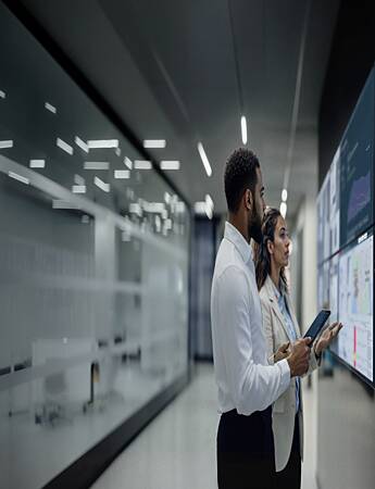 Security advice: A Securitas employee explains a security concept on an iPad