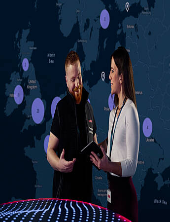 An operations center at Securitas where analysts prepare intelligence reports for clients.