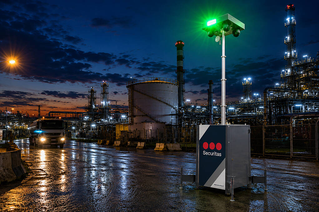 Totem de vidéosurveillance avec 4 caméras radars