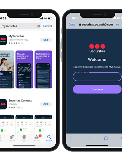 A phone that displays an overview of all alarms that have been triggered at a location in the MySecuritas mobile app.